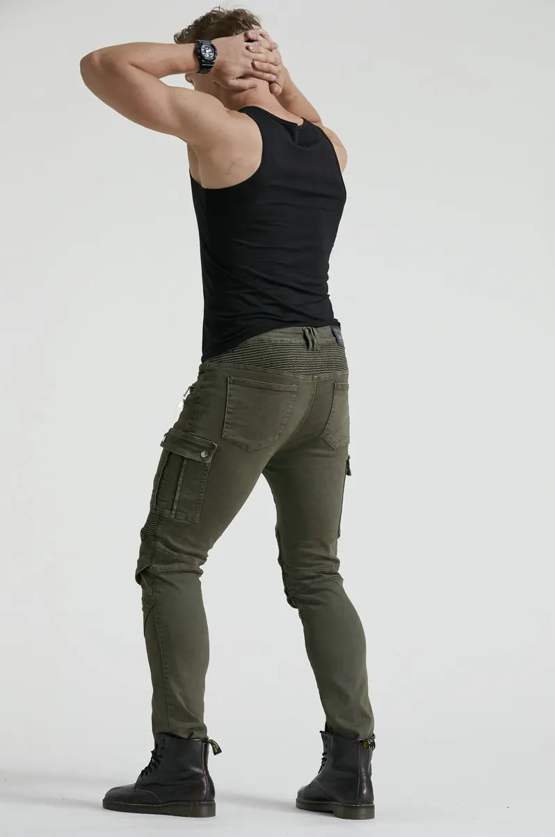 Green Motorcycle Pants Men Motocross Racing Trousers Cargo Jeans Touring Riding Pantalon Moto Pants Motorcycle Equipment Pants