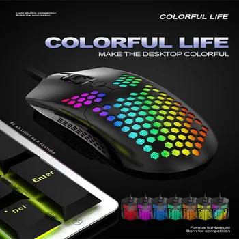 

1pcs Wired Gaming Mouse 7 Button 12000DPI USB Computer Mouse Gamer Mice RGB Light Backlit Lightweight Honeycomb Shell Mouse