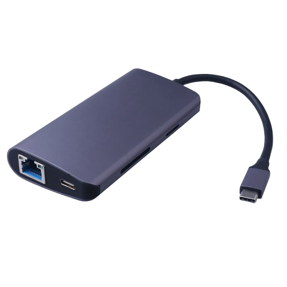 8 в 1 многопортовый USB-C концентратор типа C концентратор к HDMI 4K HD USB3.0 type-C мощность 1000 м RJ45 SD/TF кардридер адаптер