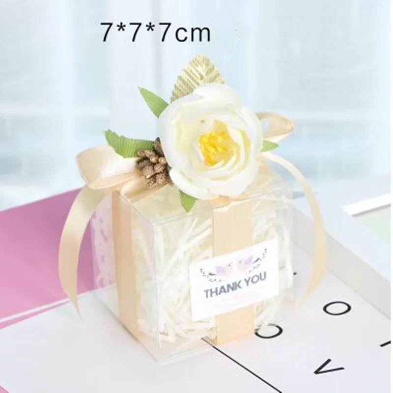 7x7x7 см/8x8x8 см DIY новинка 10 шт. розовый цветной цветок Свадебная упаковочная коробка индивидуальная ручная работа на заказ европейские креативные коробки для конфет - Цвет: 7x7x7cm