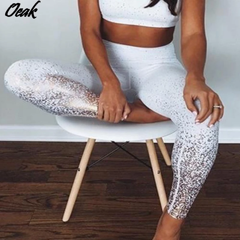 

2020 Hot Women Yoga Pants High Waist Glitter Slim Trousers Stretchy Push Up Sportwear Running Fitness Gym Clothes Sport Leggings