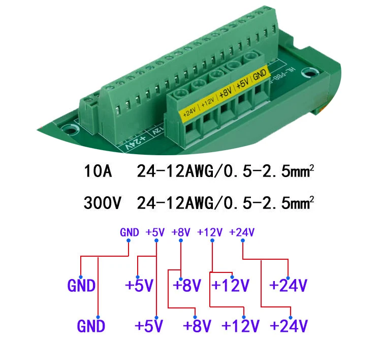 DC 24V 8V 12V 5V Электропитание распределительные клеммные блоки разделительная плата