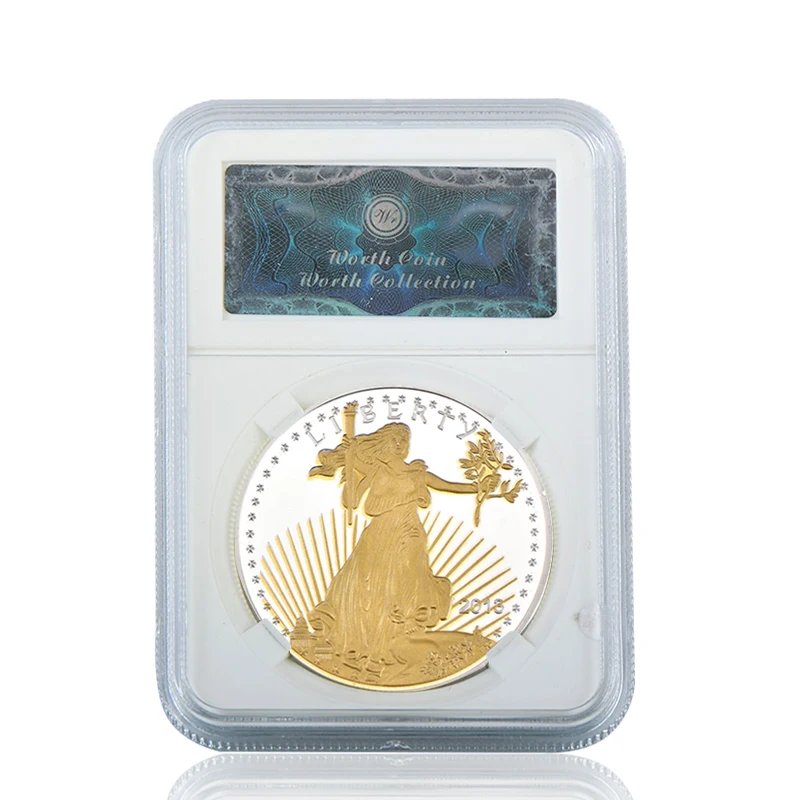 WR США Статуя Свободы позолоченные Коллекционные монеты набор с держателем для монет серебро монета персонализированный подарок дропшиппинг - Цвет: coin 3 with case