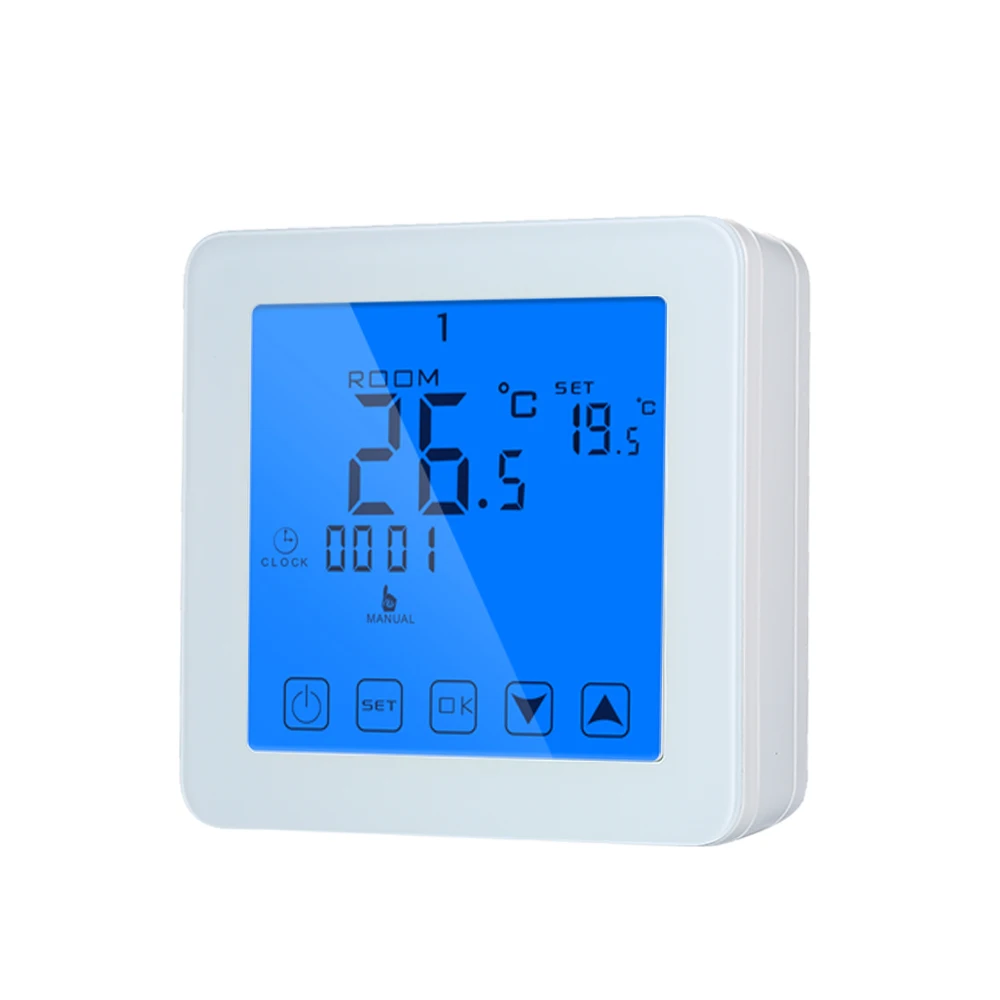 

HY08BW AA Batteries Powered Room Thermostat for Gas Boiler Heating Temperature Controller Touch Screen Wall Mounted