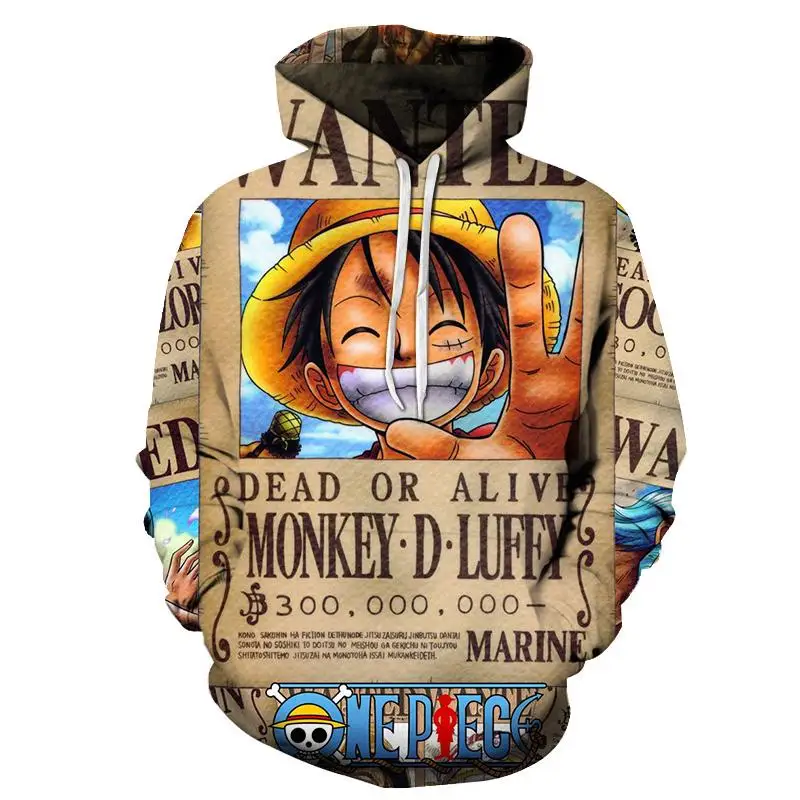 

Anime One Piece Hoodies 3D Print Pullover Sweatshirt Monkey D Luffy Tracksuit Outfit Casual Outerwear Anime Sweatshirts Hoody