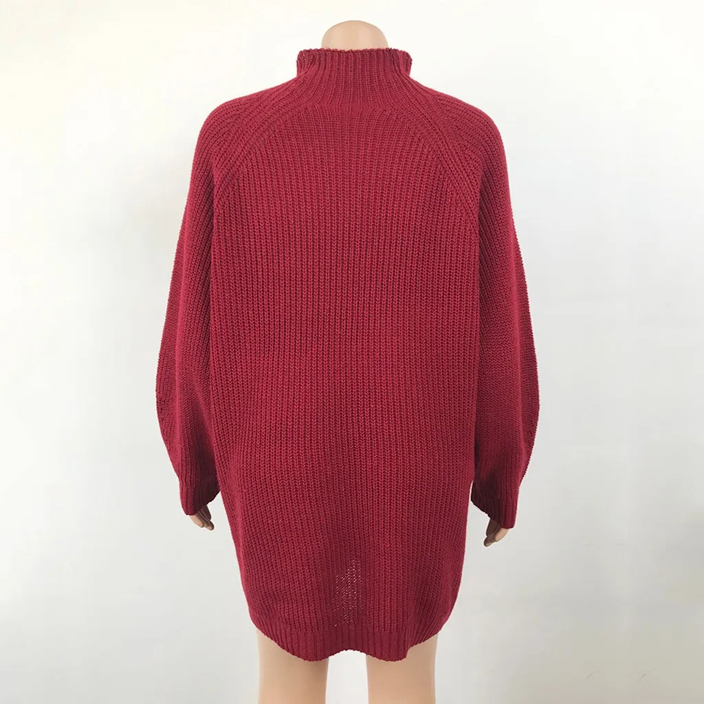 Pull femme nouveaute свитер женский однотонный длинный рукав водолазка зимний Свободный пуловер свитер платье Джерси mujer