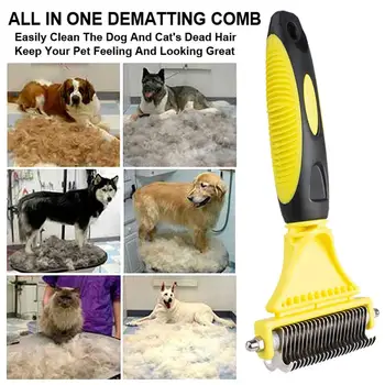 

New Stainless Double-sided Pet Cat Dog Comb Brush Professional Large Dogs Open Knot Rake Knife Pet Grooming Products