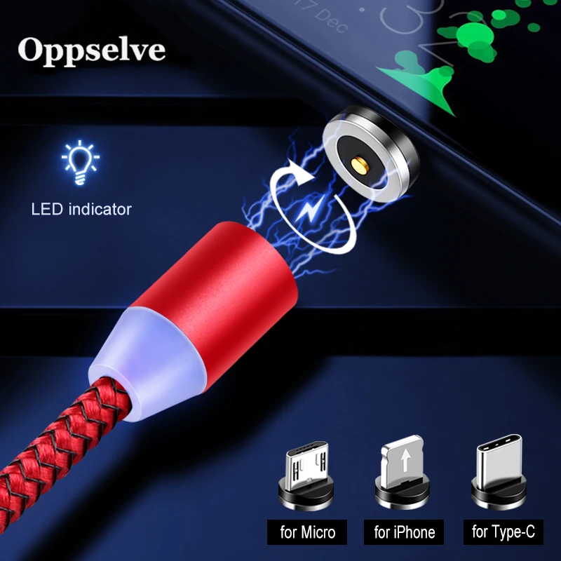 

Oppselve Magnetic Charging Cable for iPhone 11 Pro X XS Max Micro USB Cable Type C Fast Charge Wire For Samsung Huawei Xiaomi