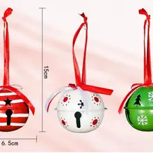 3 шт. 65 мм красный зеленый белый металлический колокольчик с лентой Рождественское украшение для дома Рождественская елка украшение