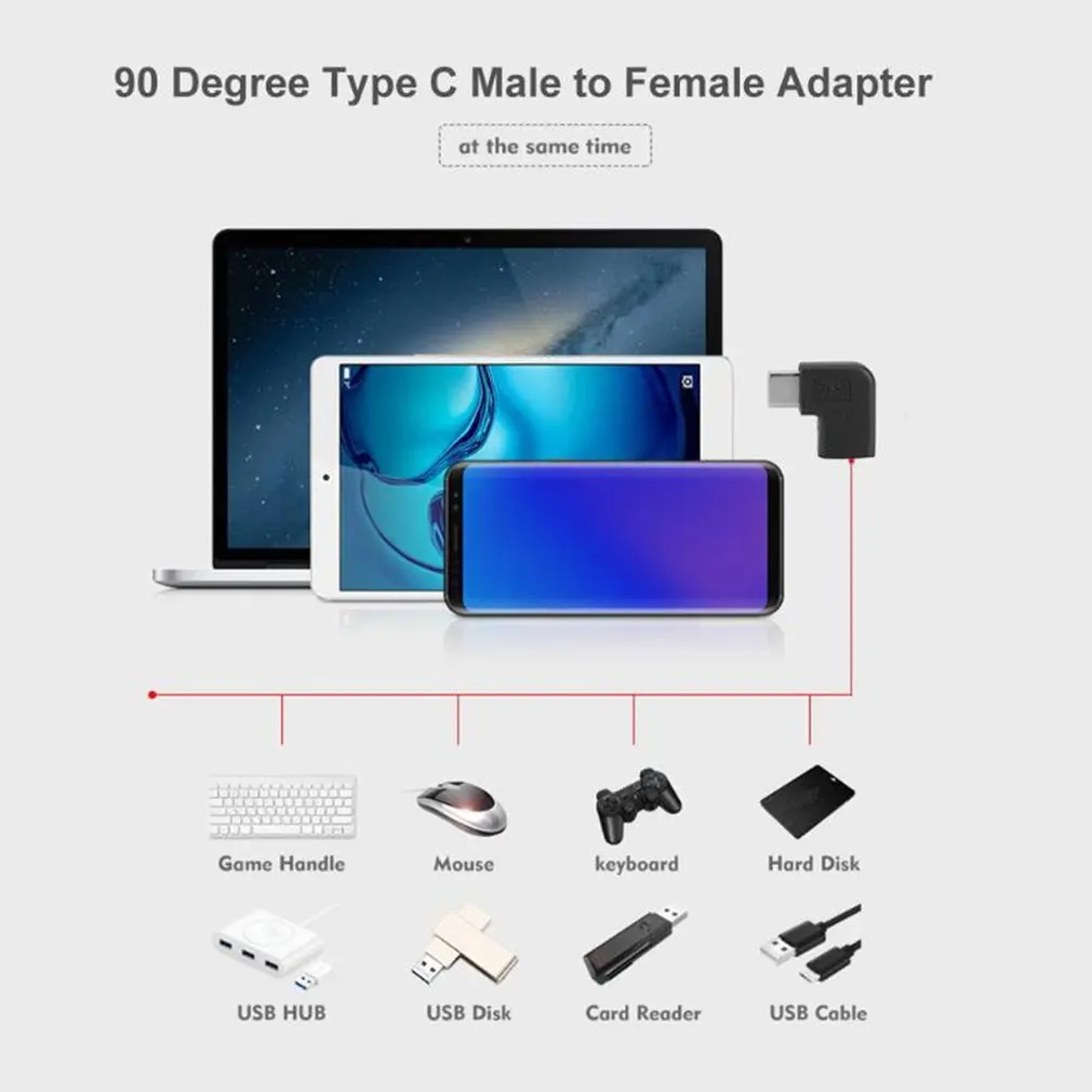 Usb-c Usb 3,1 type C адаптер «Папа-мама» черный дизайн изысканно и легко использовать 90 градусов под прямым углом