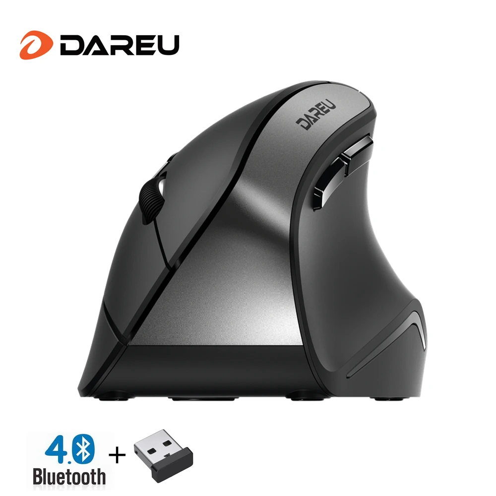 Online Ratón inalámbrico darue LM108 Bluetooth 4,0 + 2,4 Ghz modo dual 6 botones ergonómicos tipo piel ratones verticales para ordenador portátil