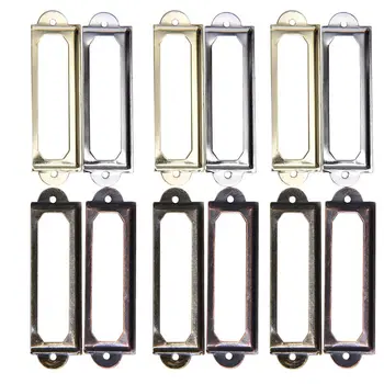 

10Pcs Metal Label Pull Frame Handle File Name Card Holder For Furniture Cabinet Drawer Box Case Bin Antique Brass