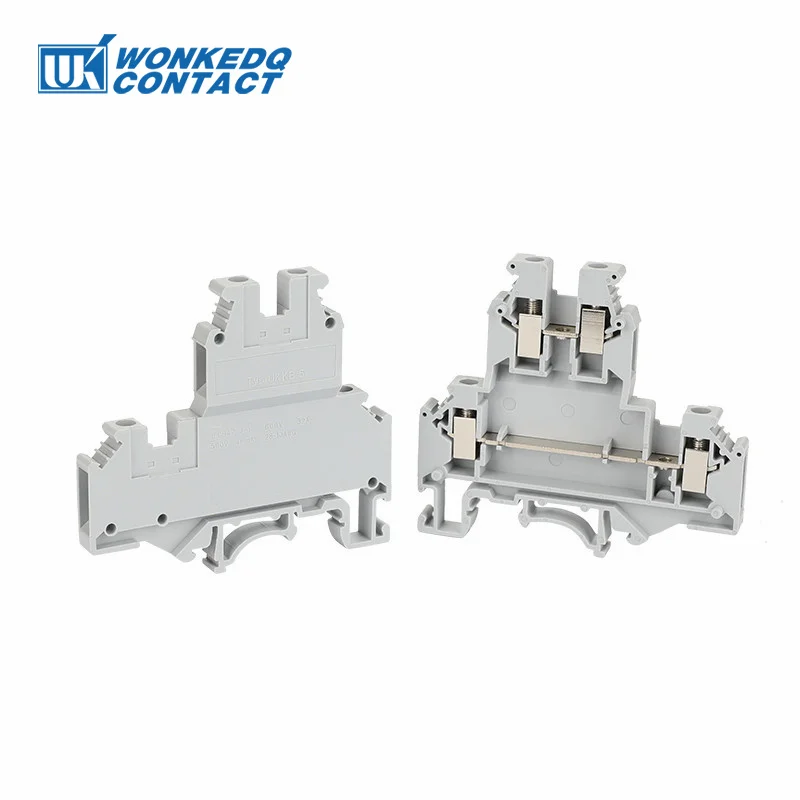 10Pcs UKK/UKKB 5 이중 레벨 터미널 블록 2 레이어 0.2 - 4 mm² 플러그 와이어 전기 나사 커넥터 DIN 레일 터미널 UKK5 UKKB5