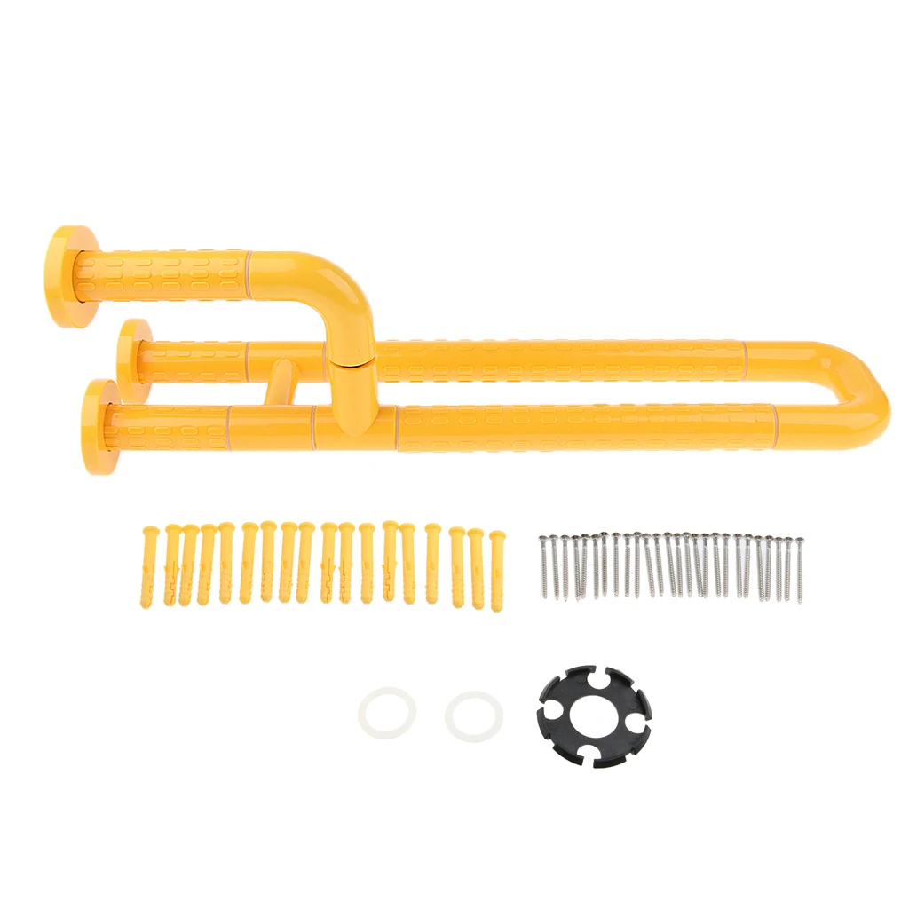 

Shower Handle Shower Assist Handle Steel Grab Bar Handicap Elderly Balance Assistance Bathtub Safety Frame - Yellow / White