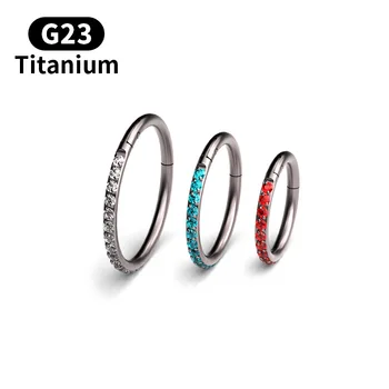 

1Pc Top Quality G23 Titanium 16G Zircon Septum Clicker Piercing Daith Nose Ring Body Piercing Hanger Clip On Fashion Jewelry