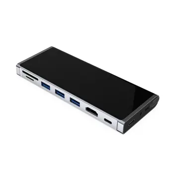 

1PC 9 In 1 Usb C Adapter Ulc13P01-2 3Xusb3.0 + Sd / Tf + 3.5Mm Stereo + Rj45 + Hdmi + Usb-C Pd Usb C Adapter