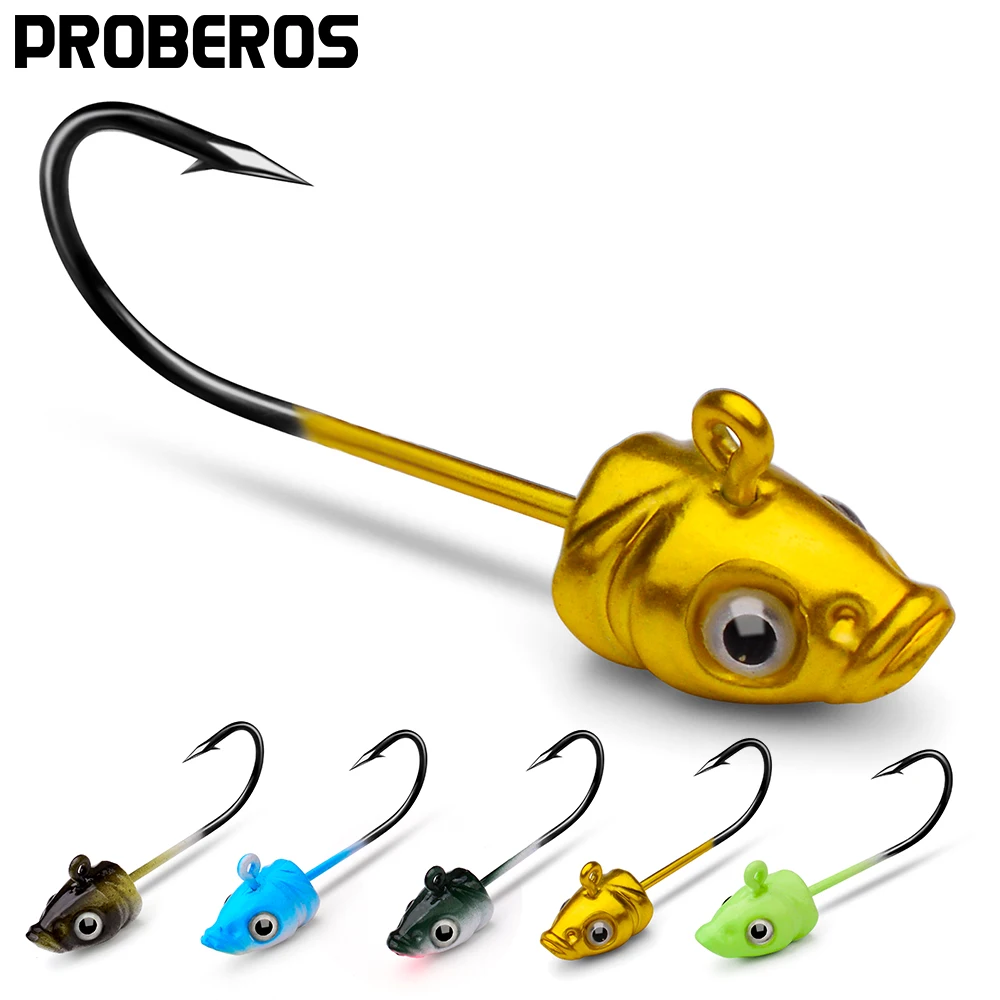 PROBEROS 200pcs/lot Fishing Hooks 3.5g-5g-7g Hooks Jig Head Multicolor  Fishhooks Soft Bait Worm Barbed Hooks Fishing Tackle - AliExpress