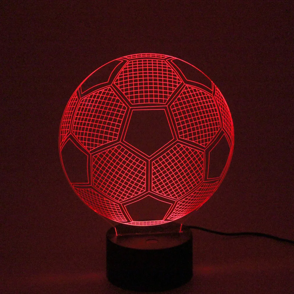 1 шт. светодиодный ночник 7 цветов 3D иллюзия лампы футбольная модель светодиодный светильник с USB питанием