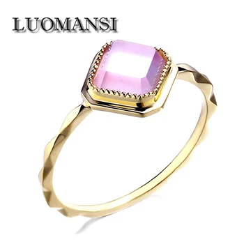 

Luomansi Real 925 Sterling Silver Ring 14K Gilded Amethyst Rings Cushion Engagement Luxury Jewelry