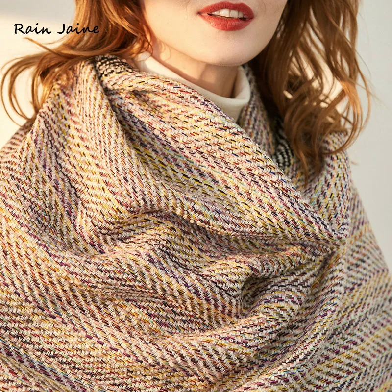 Зимнее длинное пальто кашемировый шарф для женщин 2019 шерсть шали пончо клетчатые