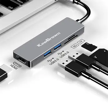 

5 in 1 USB C Hub to Hdmi 4K USB 3.0 SD Card TF Card Adapter for Mac book Pro