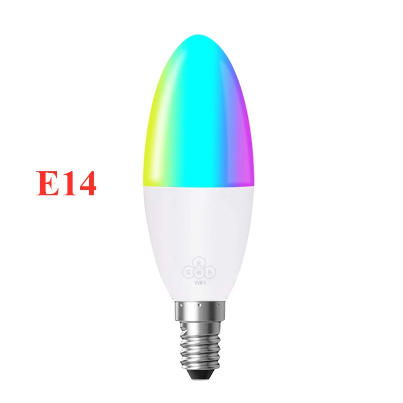 E14 2 шт. WiFi свеча пламя Cob светодиодный светильник E14/E27 Светодиодный светильник RGB поддержка Alexa/Google Home дистанционное управление голосом 6 Вт умные светодиодные лампы - Испускаемый цвет: E14