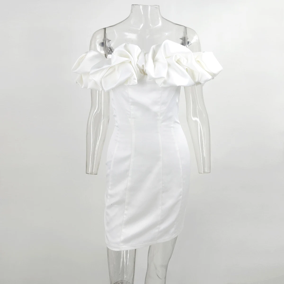 Ohvera Элегантное Белое Облегающее платье с оборками на шее короткое летнее Мини платье с открытой спиной Платья для вечеринок Vestidos