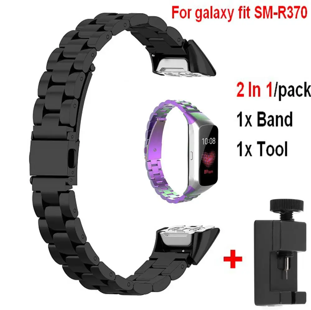 2 в 1 браслет из нержавеющей стали ремешок для samsung galaxy fit SM-R370 ремешок для samsung galaxy fit Смарт часы ремень