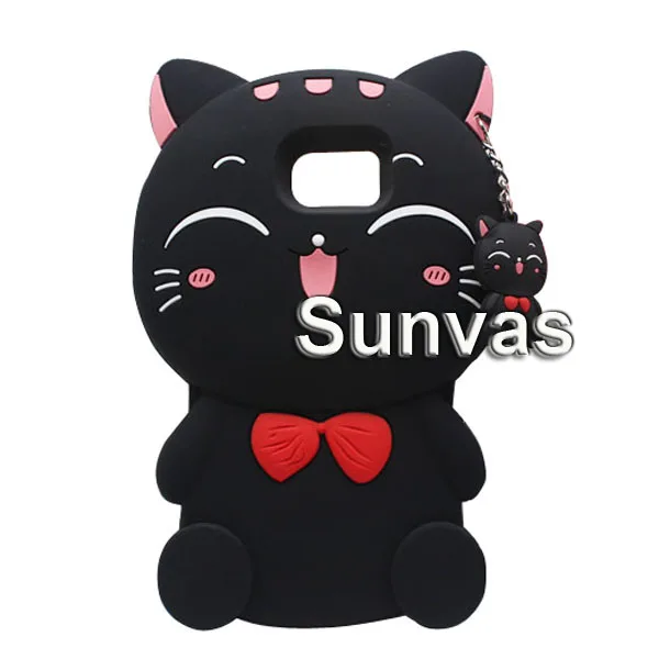Black Lucky Cat Мягкий силиконовый чехол-накладка для samsung Galaxy Note 3/Note 4/Note 5 с милым 3d-изображением животных - Цвет: Black Lucky Cat