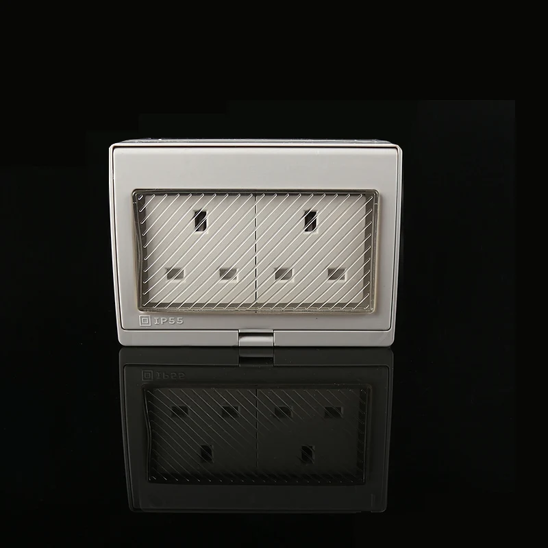 Atlectric Великобритания стандарт IP55 водонепроницаемый пыленепроницаемый Открытый Великобритания внешняя настенная розетка с крышкой розетки,socket выключатель света,переключатель,кнопки - Тип: 2 Socket