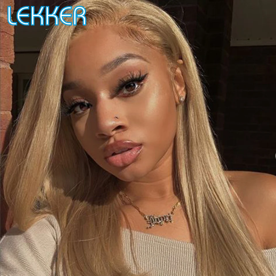 Lekker Blonde Bob Straight 4x4 HD Lace Closure Top Scalp Human Hair Wig For Women Rose Pink Brazilian Remy Natural Free Part Wig