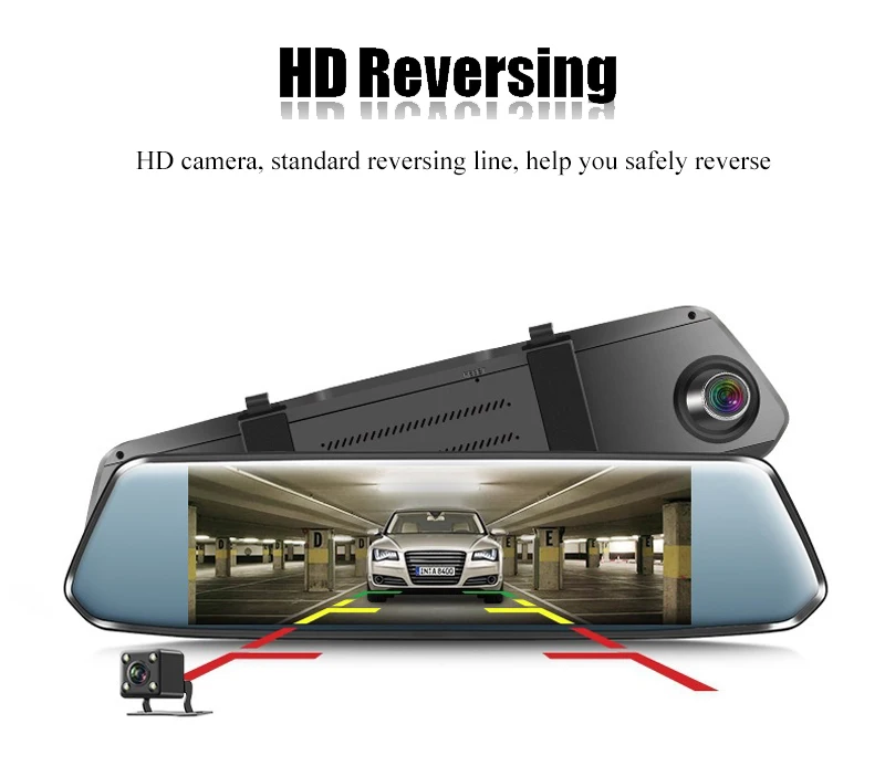 QPLOVE 7 дюймов 1080P HD Автомобильная камера заднего вида DVR 170 градусов G сенсор 2.5D ips экран двойной объектив ночное видение многофункциональный видеорегистратор