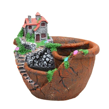 

Mini House Figurines Resin Flower Pot For Herb Cacti Succulent Plants Planter Hot