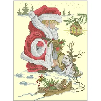 

Play santa patterns Counted Cross Stitch 11CT 14CT DIY wholesale Chinese Cross Stitch Kits Embroidery Needlework Sets