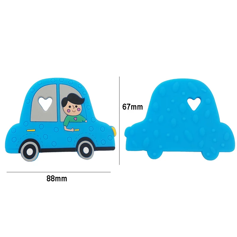 Chenkai 5PCS BPA Free Silicone Car Shaped Teethers Sensory Chewing Pacifier DIY Baby Necklace Pendant Teething Chewing Toys