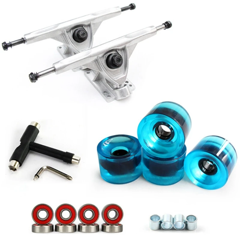 7Inch Longboard Truck Wheels Set 4Pcs PU 8Pcs Bearing T Skateboard Tool Wheel Combo for | Спорт и развлечения