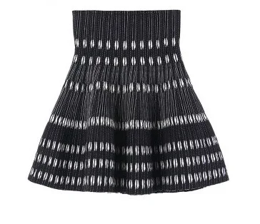 Dressnow/женская зимняя эластичная трикотажная юбка с высокой плотностью, сексуальная крутая пряжа, плотная полосатая Женская юбка черного цвета