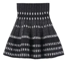 Dressnow/женская зимняя эластичная трикотажная юбка с высокой плотностью, сексуальная крутая пряжа, плотная полосатая Женская юбка черного цвета