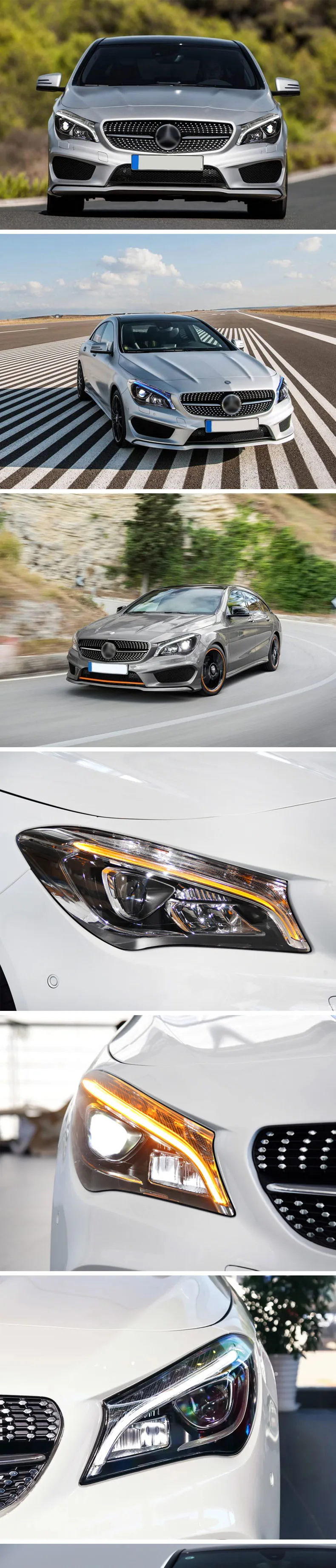 Автомобильный Стайлинг головная лампа для Mercedes-Benz CLA 17-18 светодиодный автомобильный фонарь ангельские глазки весь светодиодный комплект противотуманных фар Светодиодный дневные ходовые огни