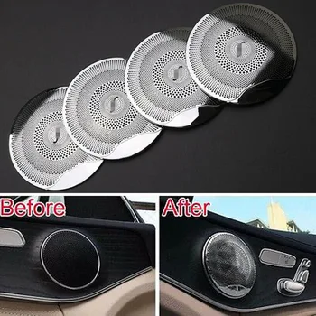 

Car Speaker Cover Auto Interior Stainless Steel Silver For Mercedes-Benz C Series