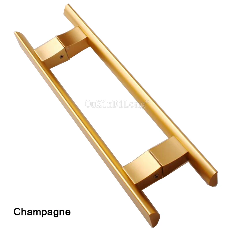 1Pair Champagne Gold Удлиненная алюминиевая стеклянная дверная ручка супермаркет офисная ванная комната Шампань/глинозема/Джаз черные цветные дверные ручки GF36 - Цвет: 1Pair Champagne Gold