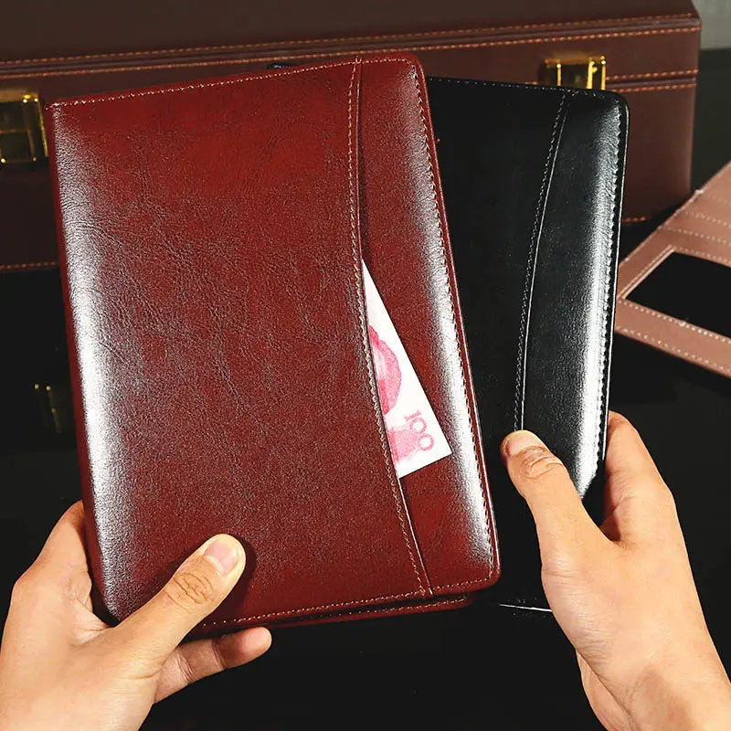 PU 가죽 Padfolio A5 메모장 홀더, 휴대용 A5 문서 정리, 비즈니스 포트폴리오