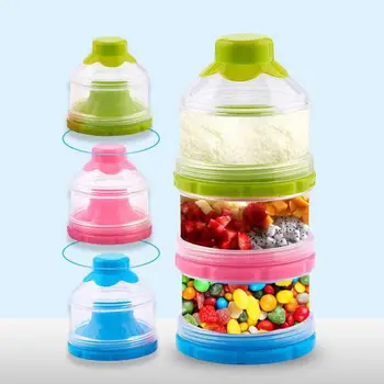 

Portable 3-Layers Baby Milk Powder Container Travel Non-Spill Stackable Formula Milk Storage Dispenser
