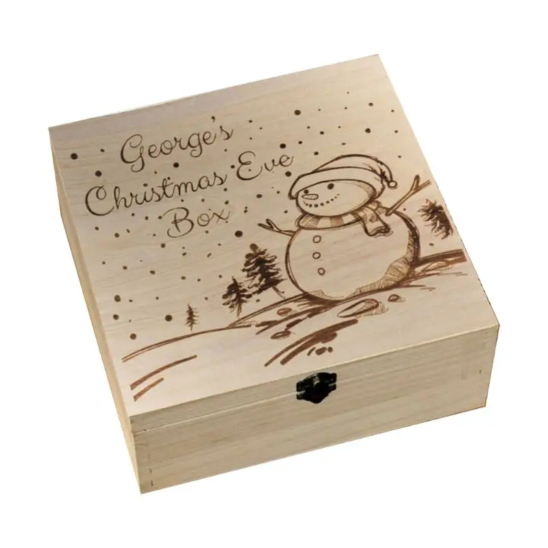 Деревянная коробка с гравировкой, рождественский подарок для детей, Рождественский венок, снежинка, украшения для дома#909