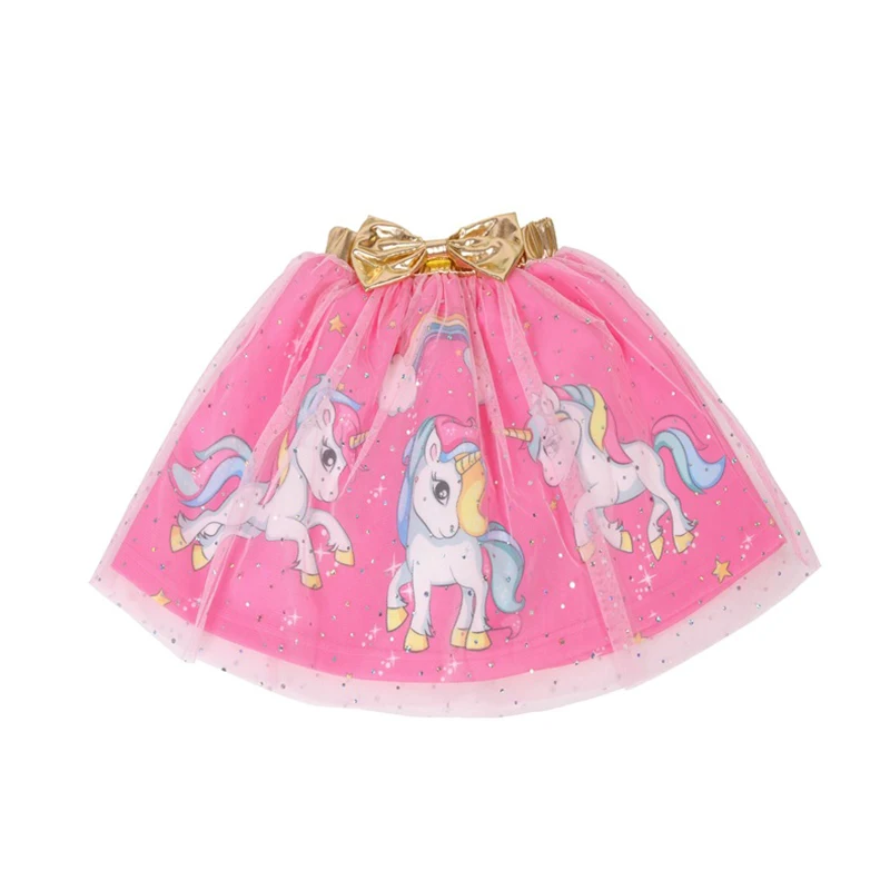 Модная юбка для маленьких девочек; детское бальное платье принцессы с единорогом; сетчатая юбка-пачка для девочек; D014