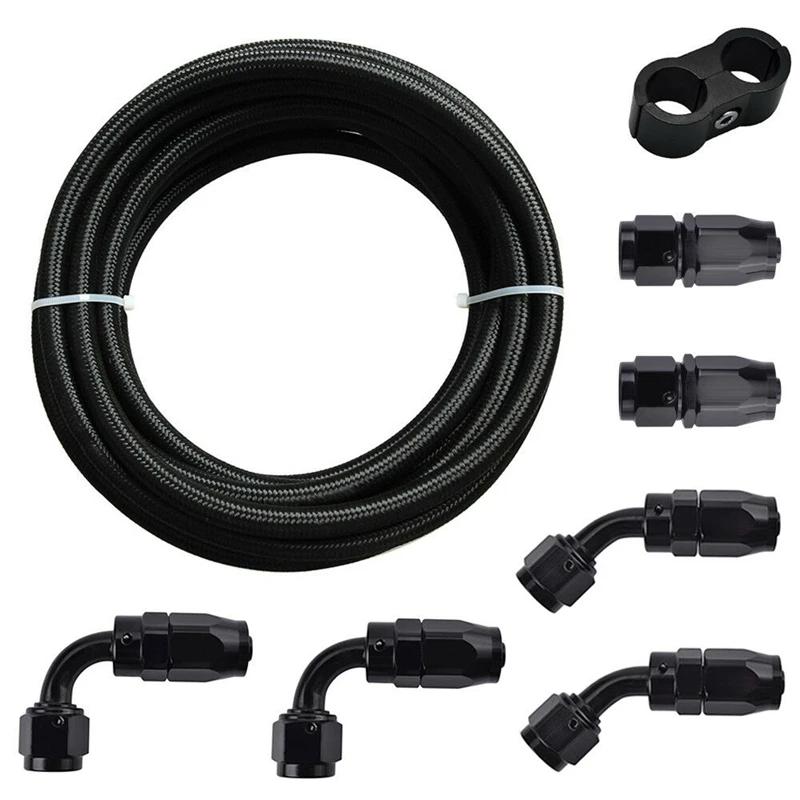 

Braided 3/8 Fuel Line 6AN Oil/Gas/Fuel Hose End Fitting Hose Separator Clamp Kit