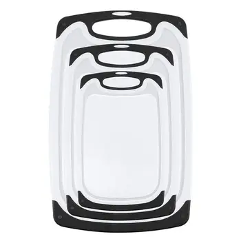

Promotion--3 plastic cutting boards suitable for dishwasher with anti-slip feet and anti-drip groove (black)