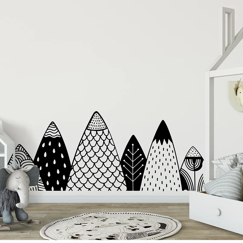 156cmwide Nordic Tribal Mountains Wall Sticker Kids Room Nursery Patterned Woodland  Mountain Wall Decal Bedroom Vinyl Home Deco (2)