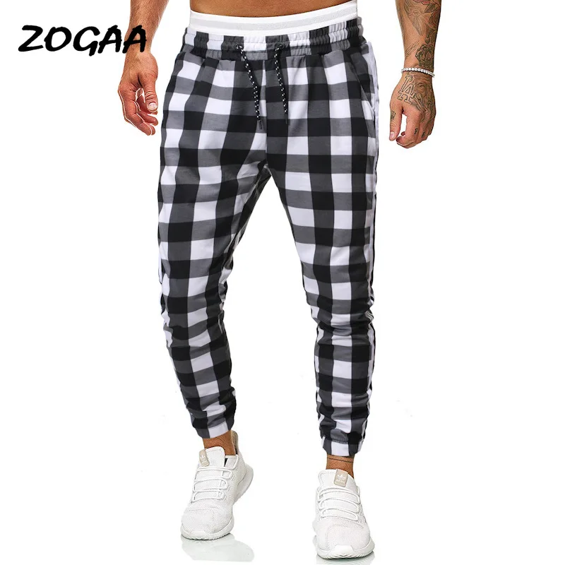 

ZOGAA 2020 spring new men's plus size elastic fashion plaid lace casual pants wild comfortable easy to match men jogger