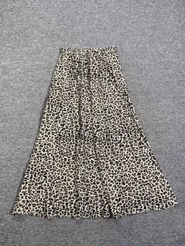 

Women Skirt Casual Loose Leopard Print Midi Skirt